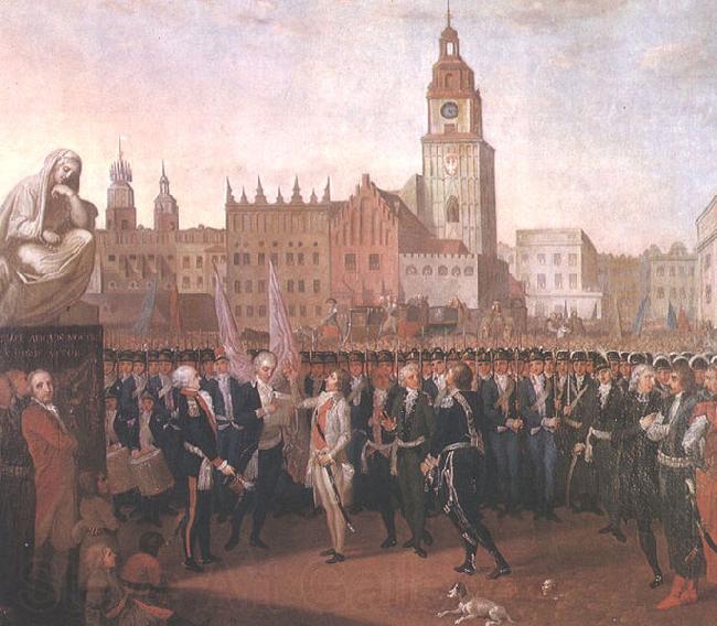 Franciszek Smuglewicz Kosciuszko taking the oath at the Cracow Market Square. Spain oil painting art
